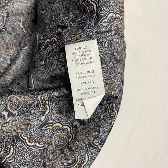 Alan Flusser Men's Two‎ Button Paisley Lined Jacket Size 44R - Picture 4 of 6